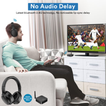 ROSIDA Wireless Headphones for TV, Over-Ear Bluetooth 5.0 TV Headset for Seniors, 196ft Wireless Range Support Optical,AUX, RCA and USB Output,High Volume, Hi-Fi Audio&No Delay,Up to 40 Hours Playtime - Image 2