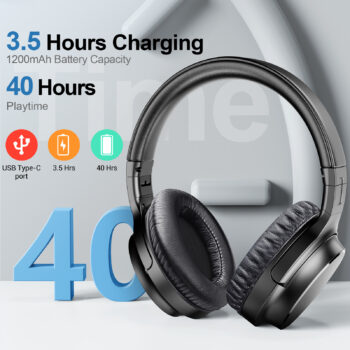 ROSIDA Wireless Headphones for TV, Over-Ear Bluetooth 5.0 TV Headset for Seniors, 196ft Wireless Range Support Optical,AUX, RCA and USB Output,High Volume, Hi-Fi Audio&No Delay,Up to 40 Hours Playtime - Image 6
