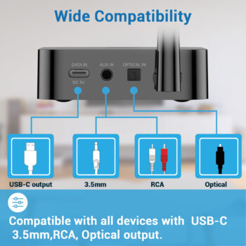 ROSIDA Wireless Headphones for TV, Over-Ear Bluetooth 5.0 TV Headset for Seniors, 196ft Wireless Range Support Optical,AUX, RCA and USB Output,High Volume, Hi-Fi Audio&No Delay,Up to 40 Hours Playtime - Image 7